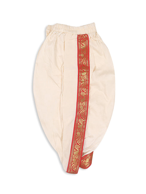 Vastramay SISHU Boy's Cream-Colored Kurta With Dhoti Pants & Dupatta Set